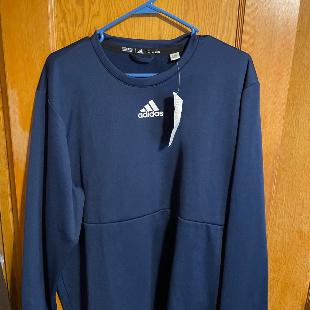 Adidas Dark Blue Crewneck with White Logo